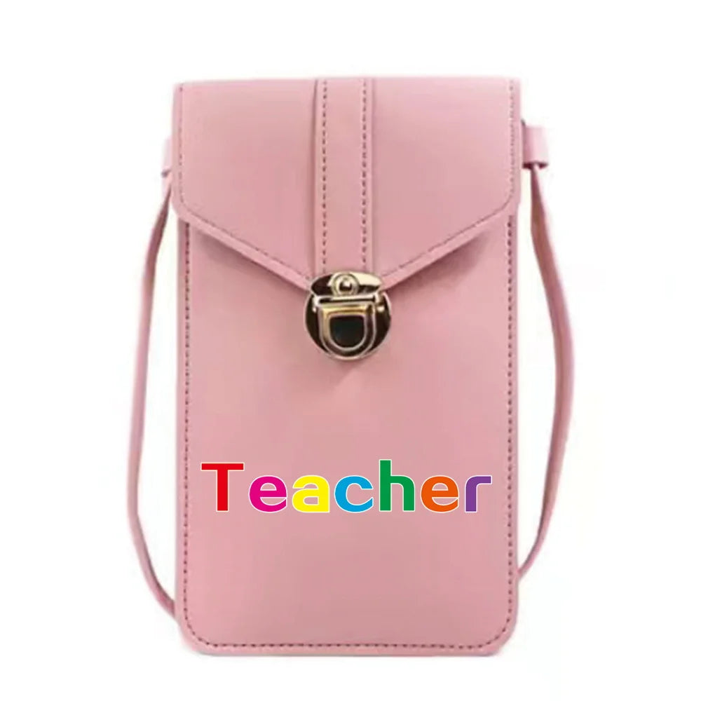 Teacher Print Crossbody Phone Wallet Waterproof Bag