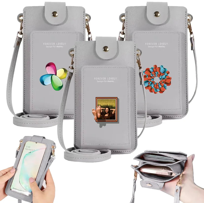 Leather Crossbody Bag Wallet for Women - 3D Pattern Mini Handbag