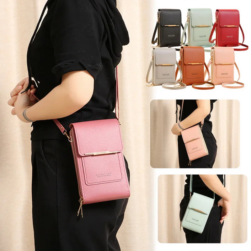 Soft Leather Touch Screen Crossbody Handbag