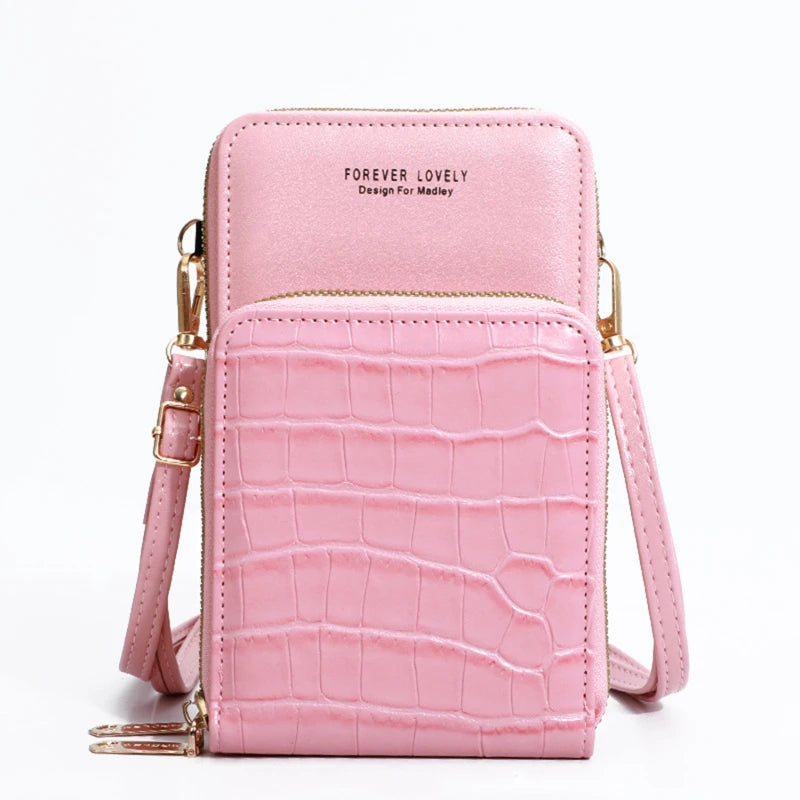 Metal Opening Crossbody Bag Mini Solid PU Leather Shoulder Messenger