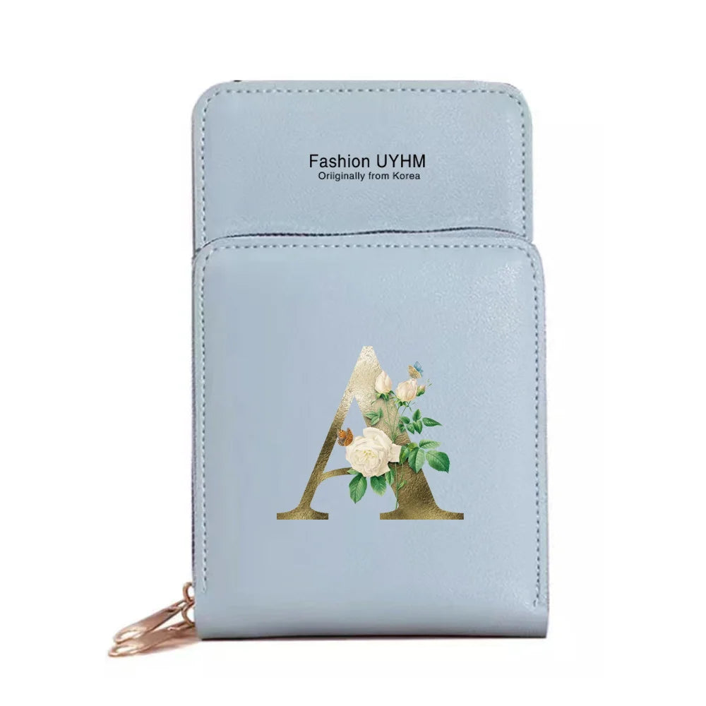 Women's Golden Flower Print Crossbody Phone Purse