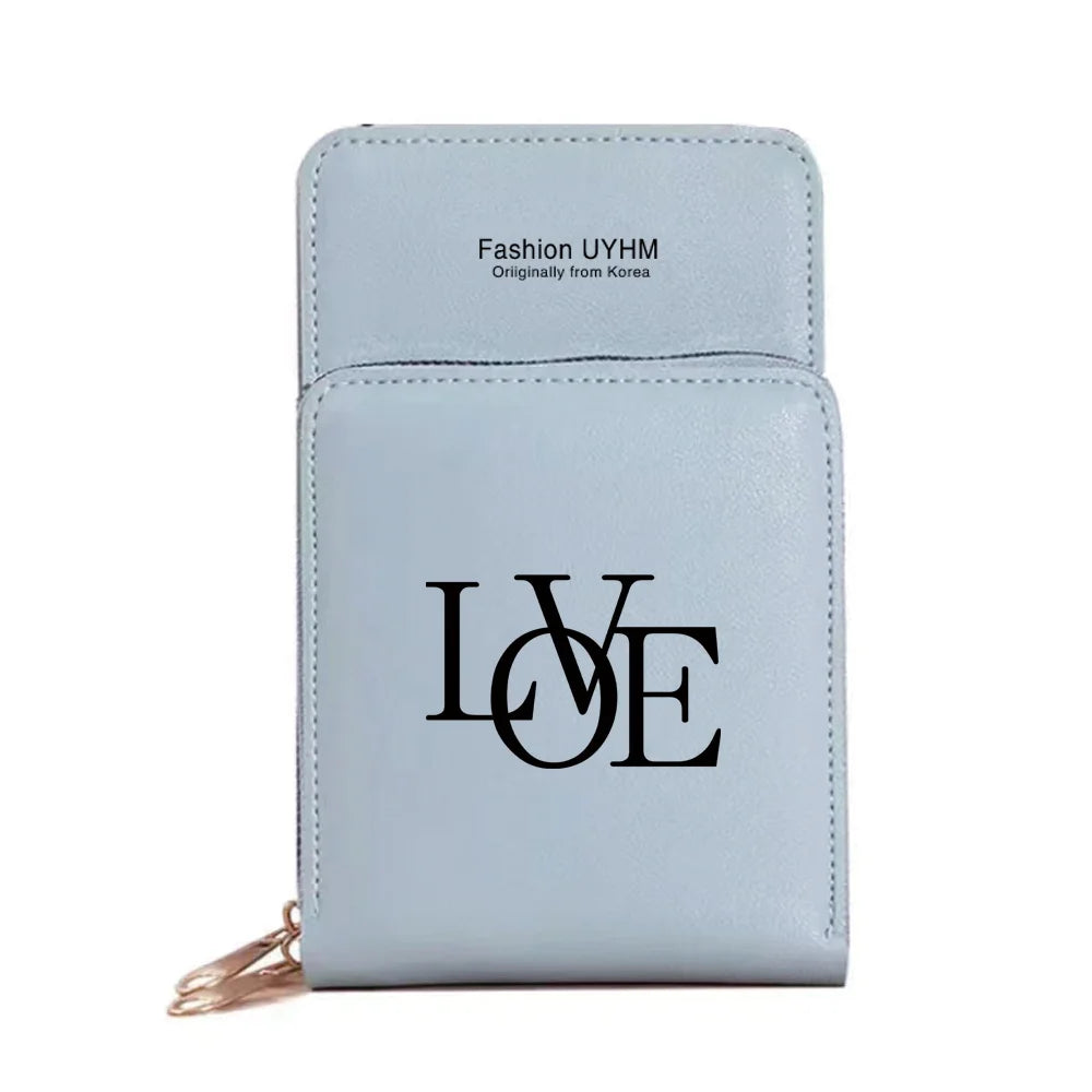 Women's Card Package Text Print Coin Purse Shoulder Crossbody Bag