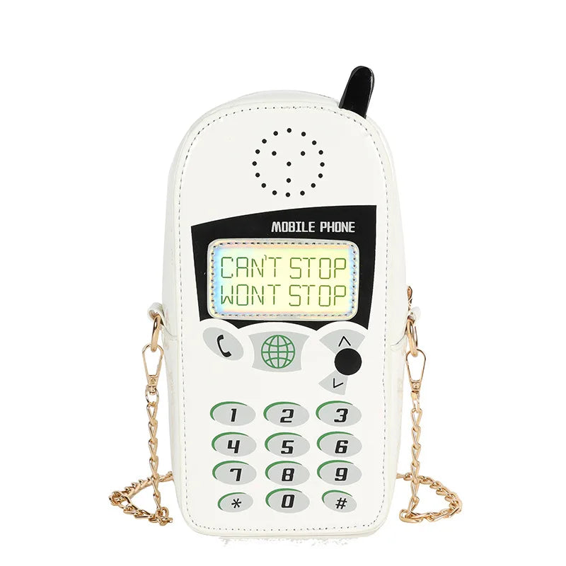 Reflective Crossbody Bag Mobile Phone Shape Chain Girls Shoulder Clutch Bag