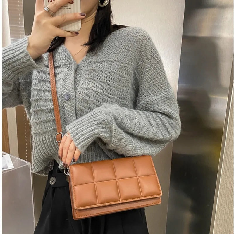 Women's PU Leather Messenger Bag Solid Shoulder Bag