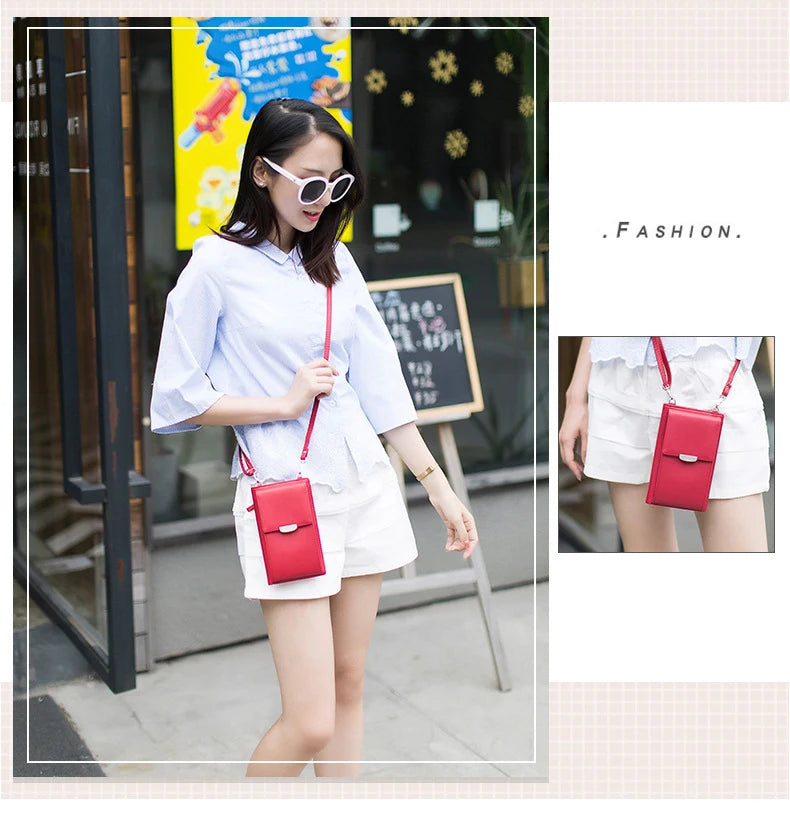 Ladies Mini PU Leather Crossbody Bag Shoulder Bag Card Case