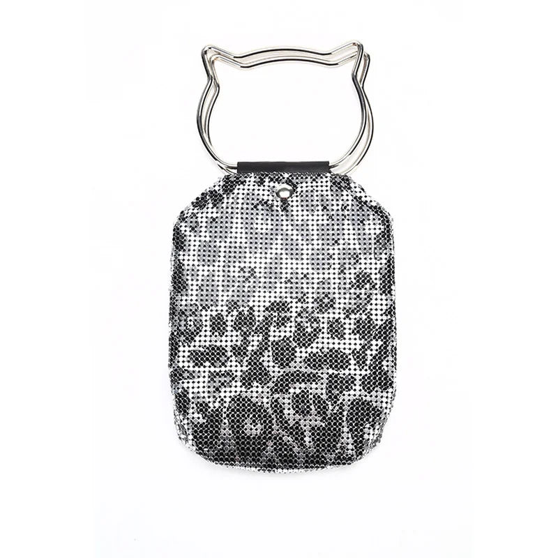 Cat Leopard Sequin Evening Bag Chain Messenger Bag