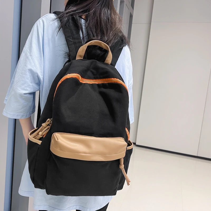 Solid Shopping Bag Teenagers School Bags Large Bookbag High Women Travel Backpac