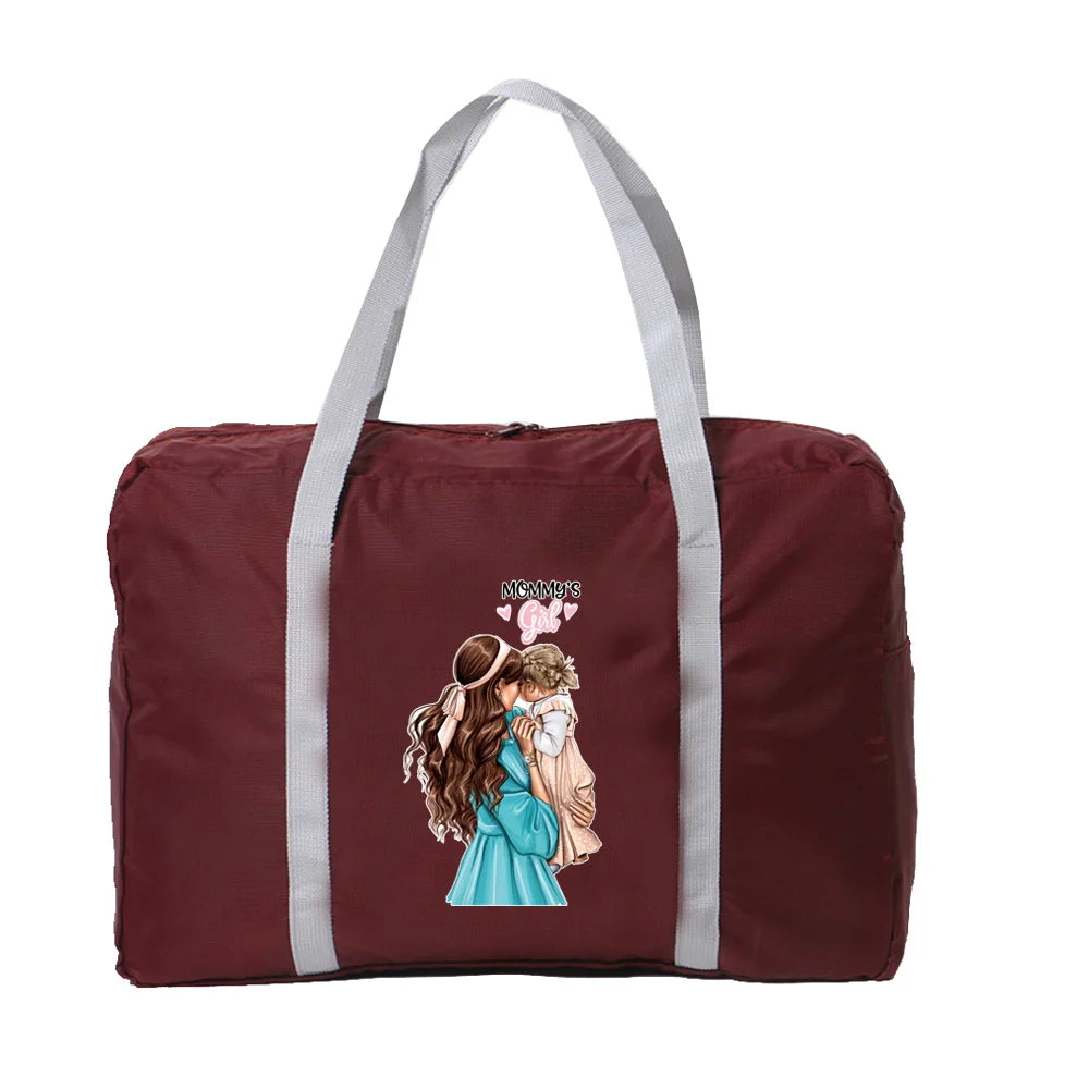 Mom Series Printing Travel Bag Foldable Handbag Organizers