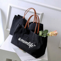 Momlife Personalized Canvas Tote Bag for Mother's Work