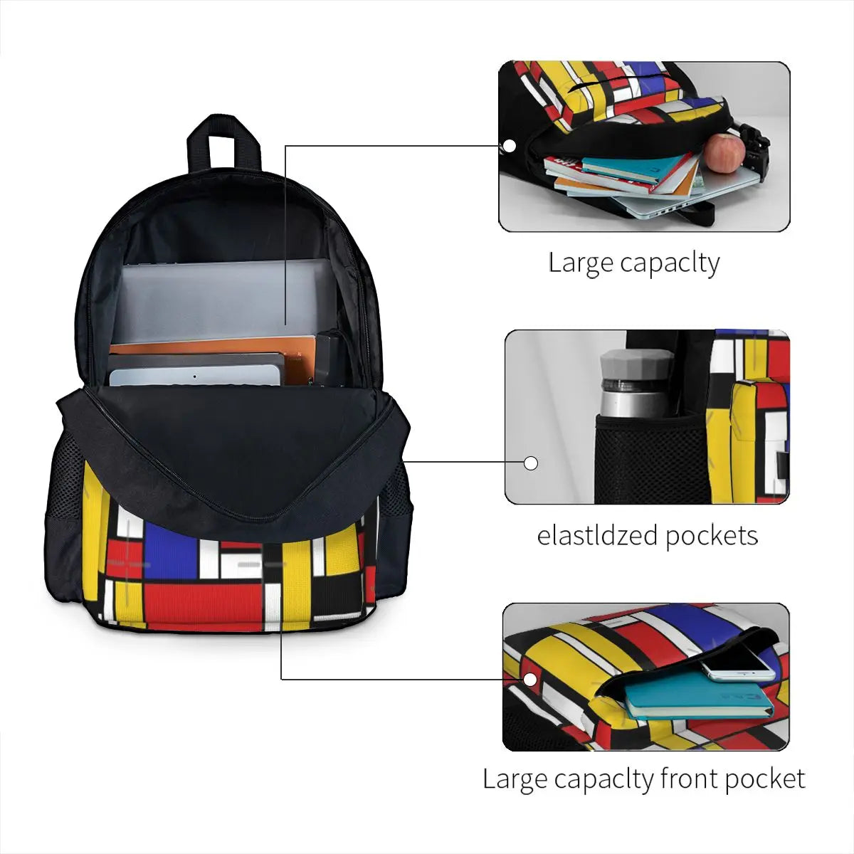 Mondrian Art Backpacks Men's Backpacks Bags For Women Anime Women Backpack