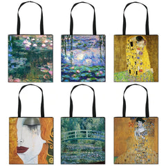 Monet Vintage Water Lily Totes Bag Canvas Handbag Ladies Shoulder Bag