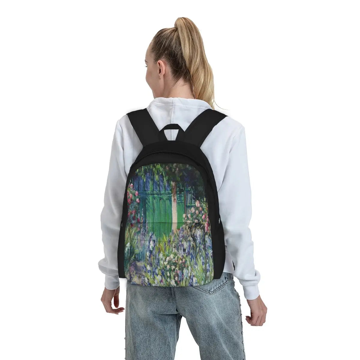 Monet's Garden Door Painting Backpack