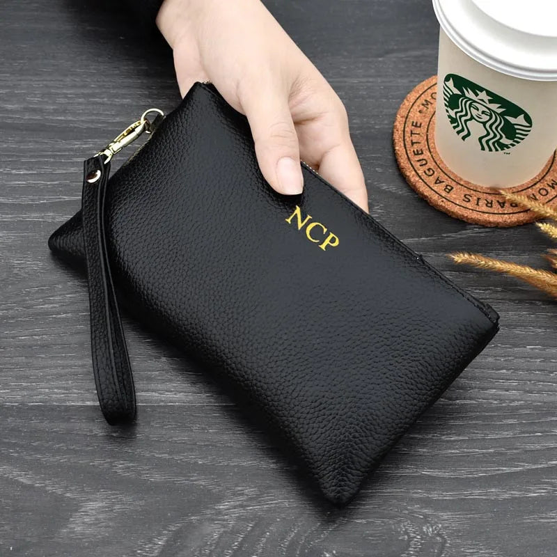 Monogrammed Name Wallet Leather Women Wallets and Purses