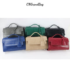 Monogrammed Letters Croc PU Leather Crossbody Chain Shoulder Bag