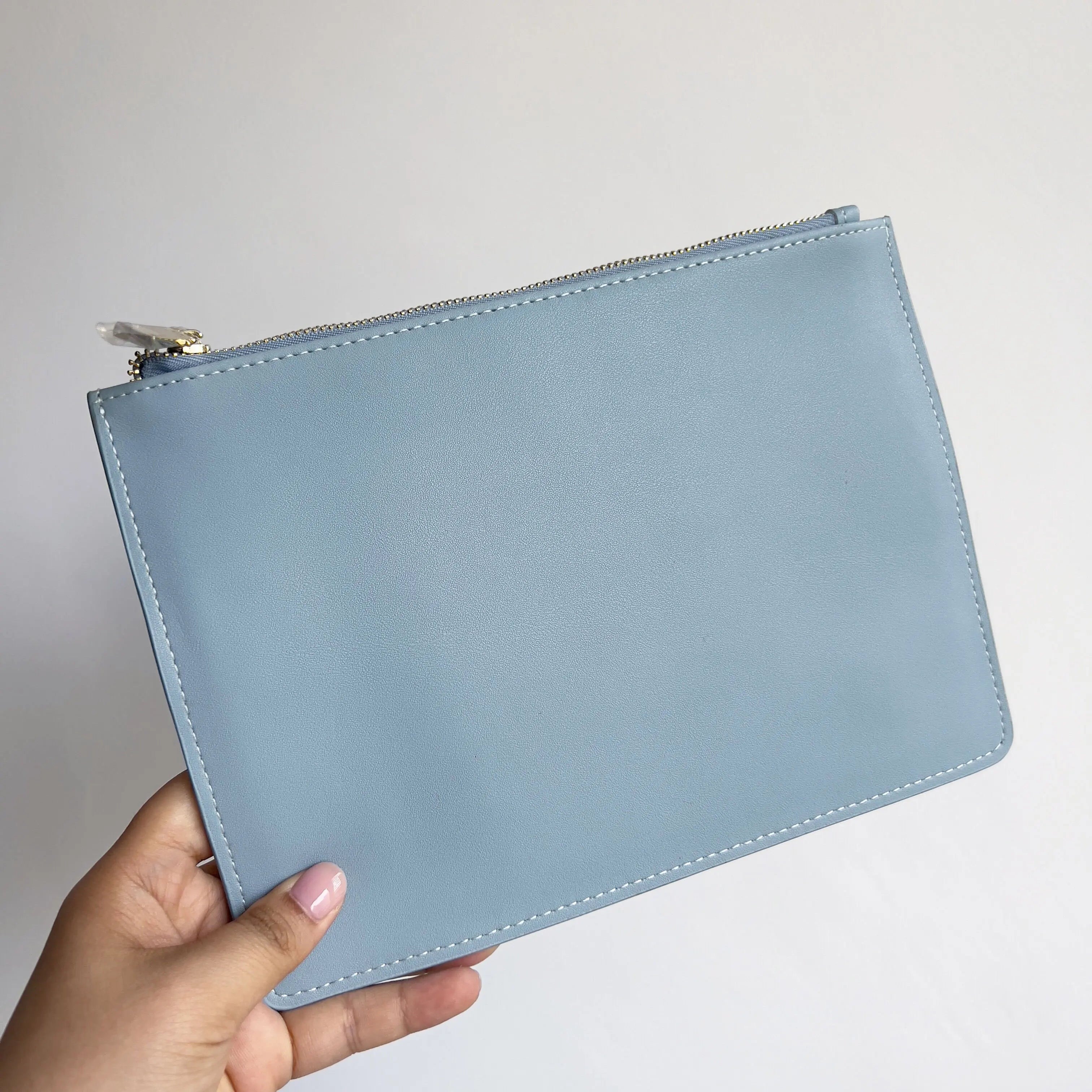 Monogrammed Letters Women PU Saffiano Pouch Vegan Leather Clutch Bag