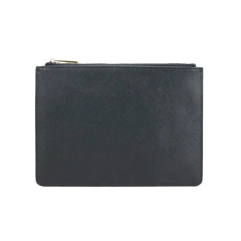 Monogrammed Letters Women PU Saffiano Pouch Vegan Leather Clutch Bag