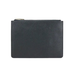 Monogrammed Letters Women PU Saffiano Pouch Vegan Leather Clutch Bag