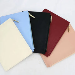 Monogrammed Letters Women PU Saffiano Pouch Vegan Leather Clutch Bag