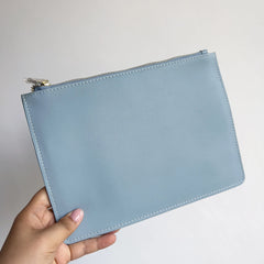 Monogrammed Letters Women PU Saffiano Pouch Vegan Leather Clutch Bag