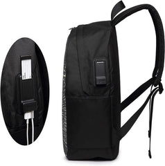 Moon Phase Backpack Travel Laptop College Book Bag USB Charging Port