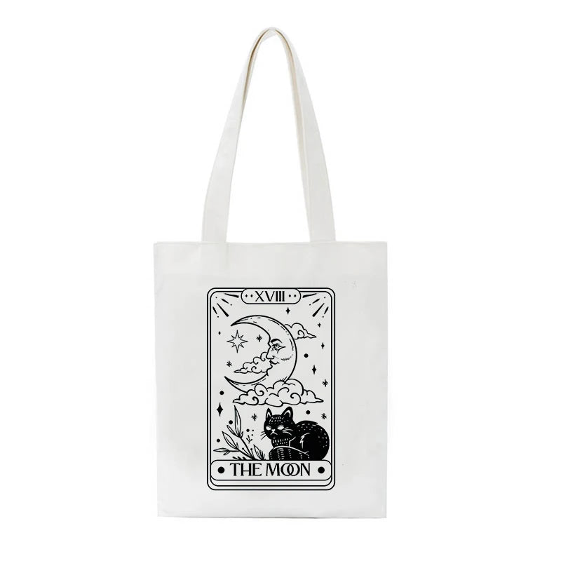 Moon Sun Print Canvas Bag Large Capacity Tote Hip Hop Shopper Bag