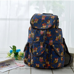 Classic Owl Pattern Women Backpack Vintage Travel Canvas Backpack