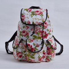 Vintage Lady Backpack Canvas Pattern Casual Travel Bag