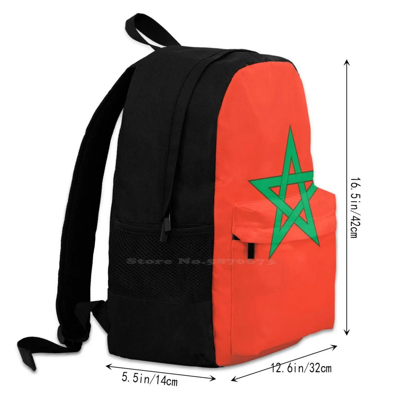 Morocco Flag School Bag Big Capacity Backpack Laptop 15 Inch