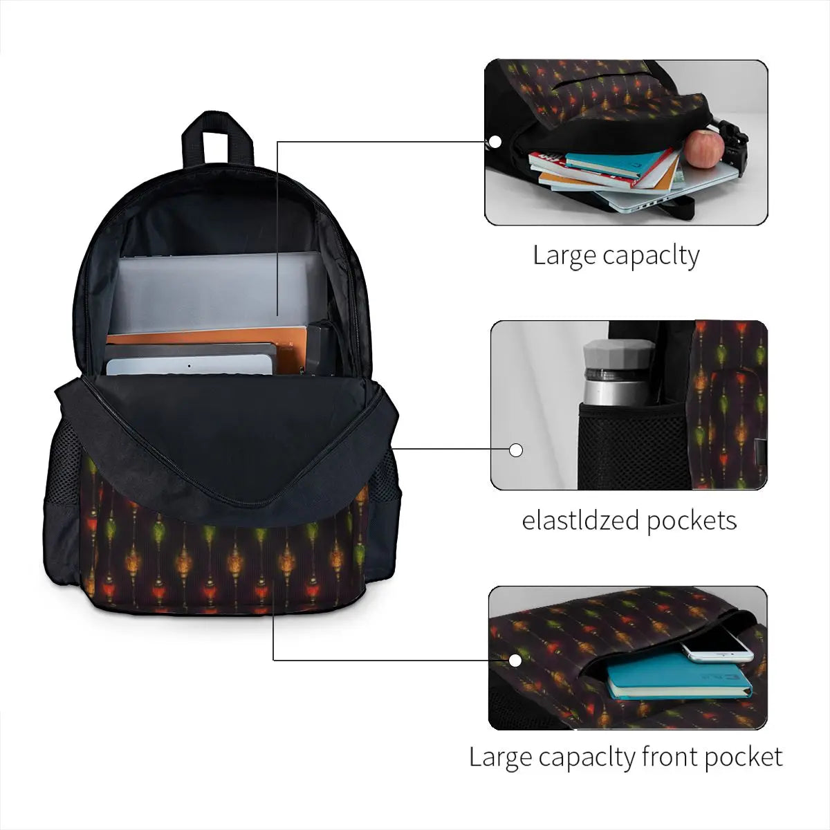 Moroccan Lanterns Pattern Backpack - Colorful Men's and Women's Bag