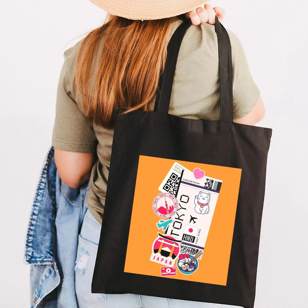Travel Canvas Shoulder Bag - Moscow Paris York Rome Tokyo London
