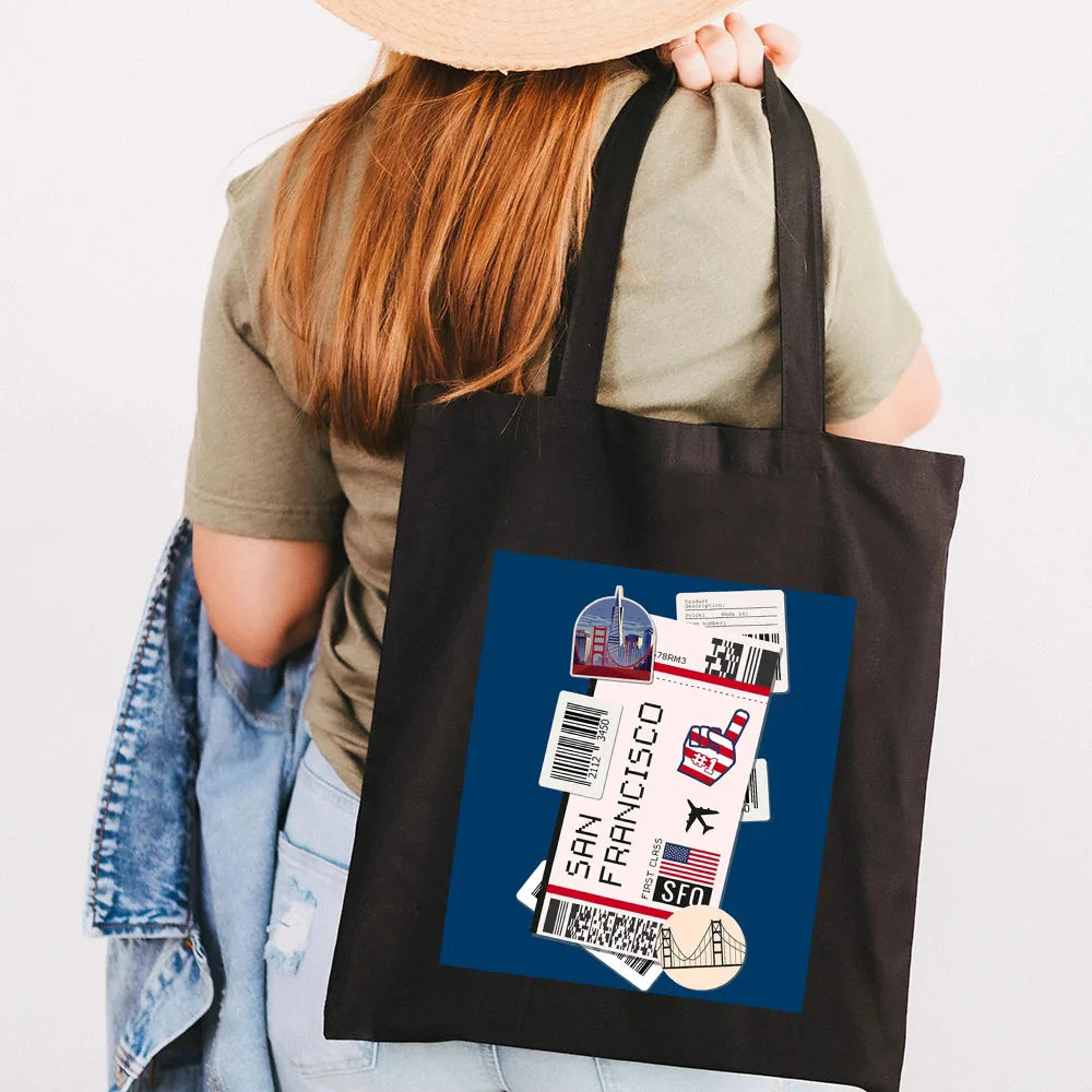 Travel Canvas Shoulder Bag - Moscow Paris York Rome Tokyo London