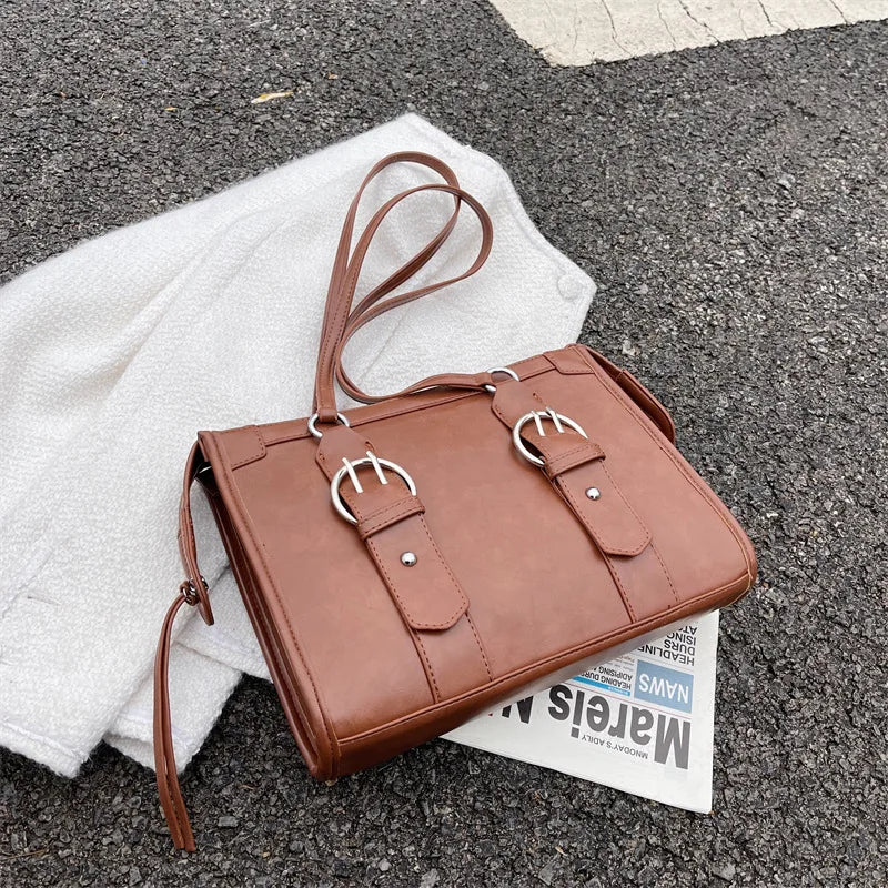Vintage Large Capacity Women's Shoulder Bag PU Leather Tote