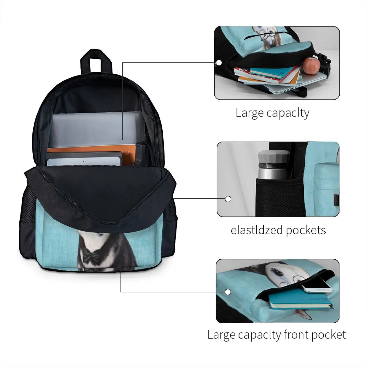 Siberian Husky Backpacks Men's & Women's School Bag