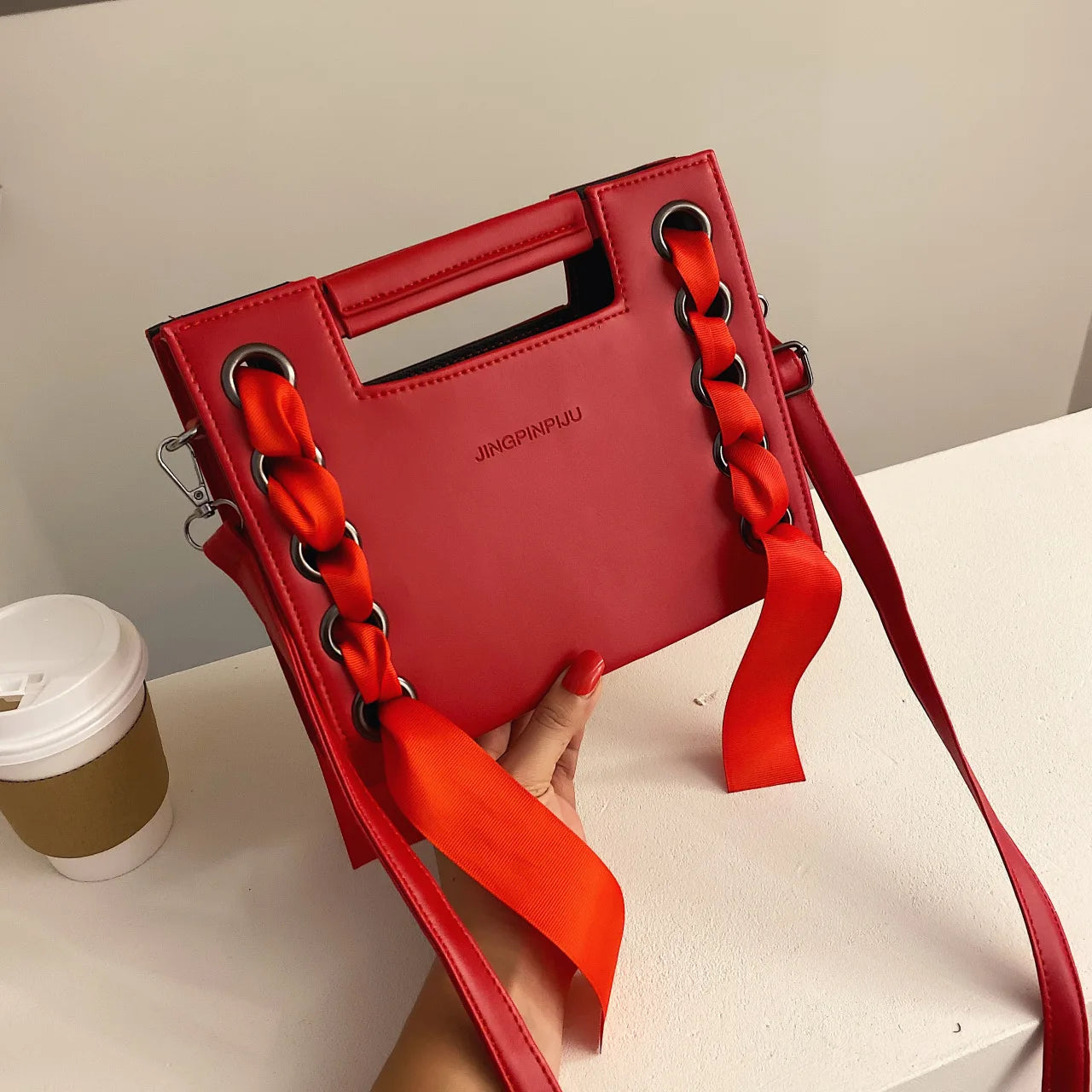 MsPretty Tote Shoulder Chain Bags For Women PU Leather Crossbody Bag