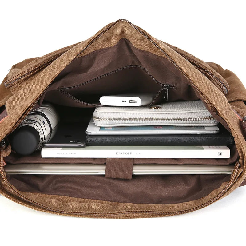 Mugu Canvas Shoulder Bag for Men - Large 17 Inch Computer Bag