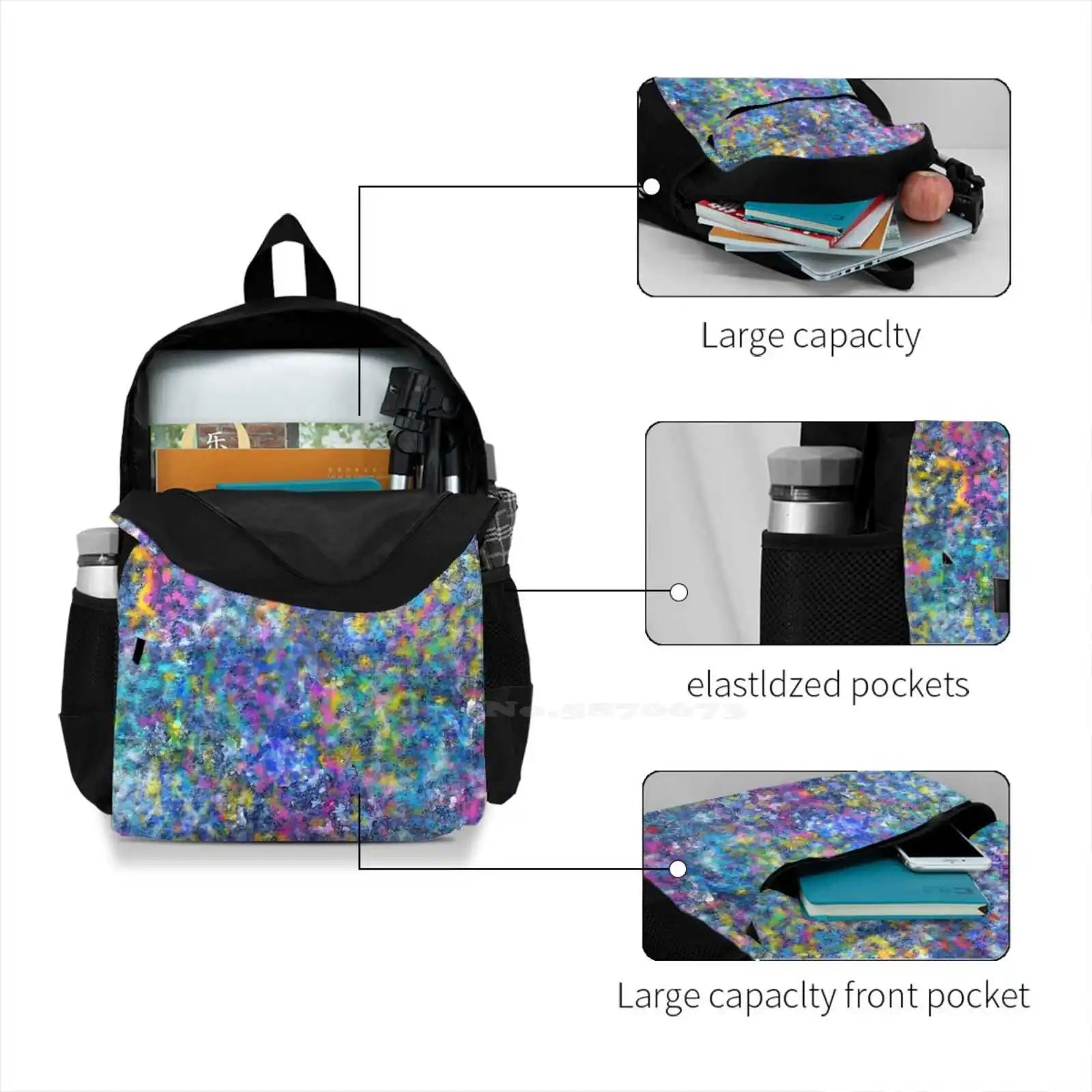 Colored Tiny Dots Backpack for Men Women Girls