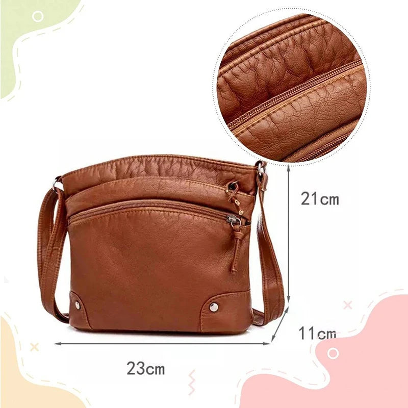 Multi-Compartment PU Leather Crossbody Bag for Women