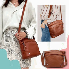 Multi-Compartment PU Leather Crossbody Bag for Women