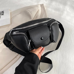 Multi-Function Women's Waist Bag Pu Leather Crossbody Chest Bags