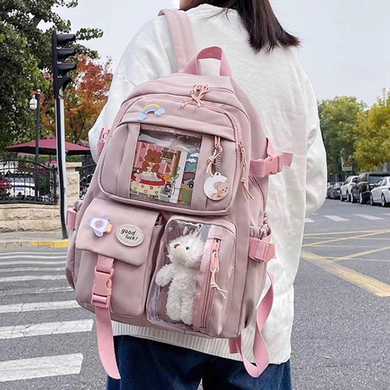 Large Capacity Multi-Pocket Nylon School Backpack