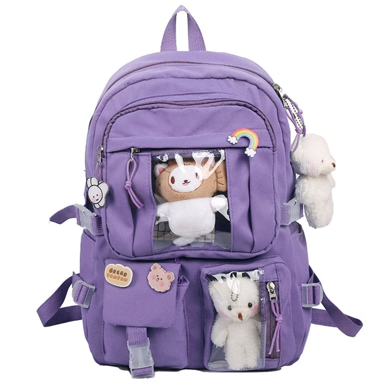 Multi-Pocket School Backpack Large Capacity Casual Rucksack Travel Bag