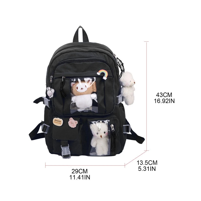 Multi-Pocket School Backpack Large Capacity Casual Rucksack Travel Bag