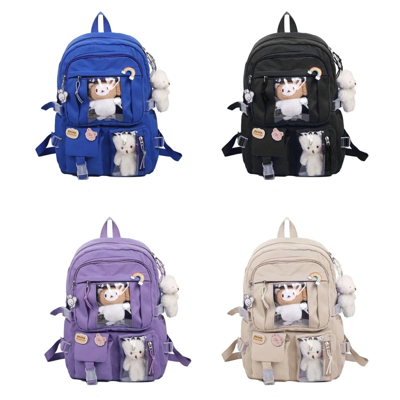 Multi-Pocket School Backpack Large Capacity Casual Rucksack Travel Bag