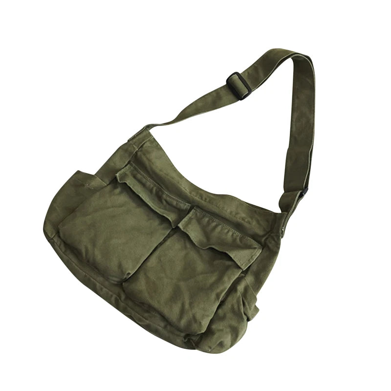 Canvas Big Size Handbag High Street Hip Hop Zipper Messenger Bag