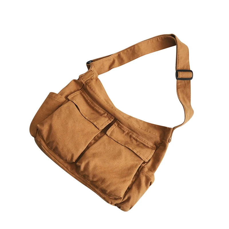 Canvas Big Size Handbag High Street Hip Hop Zipper Messenger Bag
