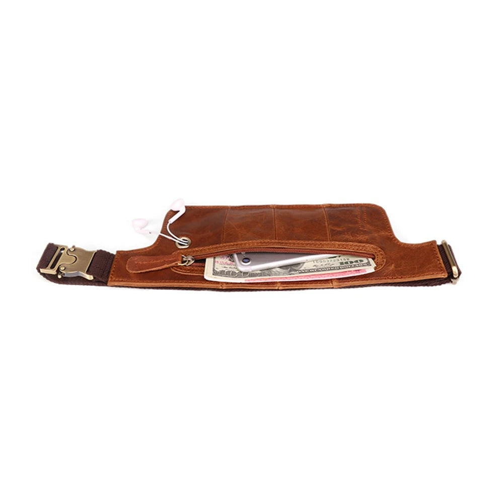 Leather Men's Pockets Retro Sports Waist Chest Bag