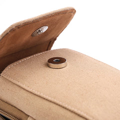 Men Canvas Waist Pack Bum Bag Classic Texture Small Phone Pouch