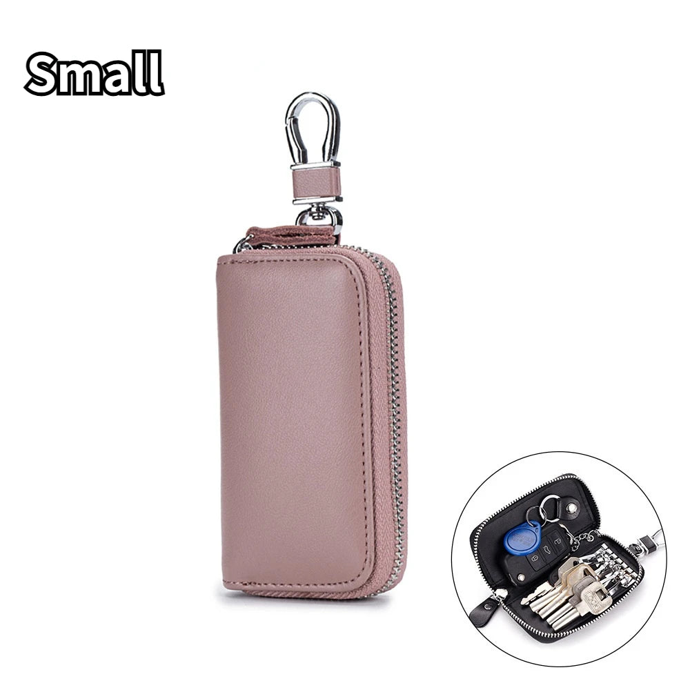 Leather Zipper Key Bag for Men and Women