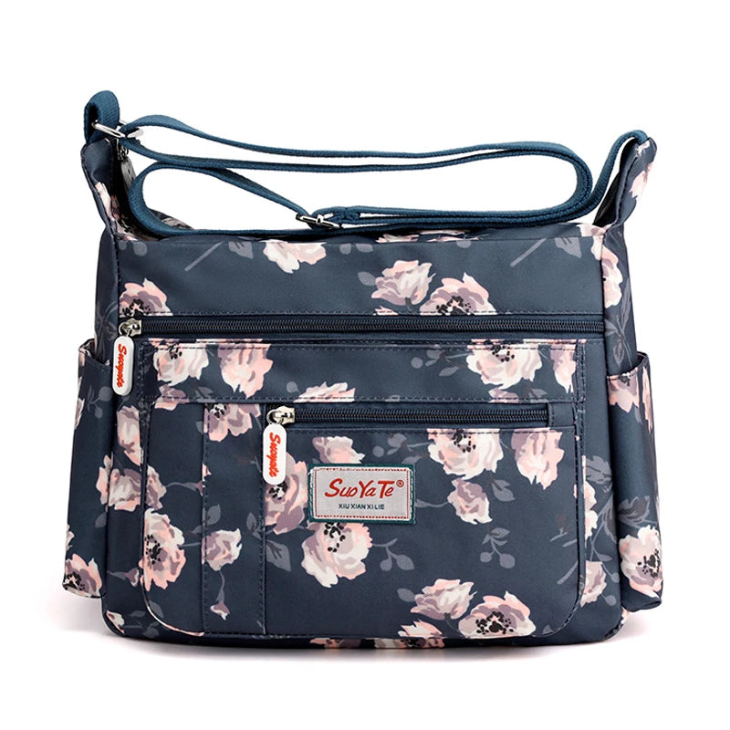 Multi-pocket Floral Pattern Women Bag Nylon Handbag
