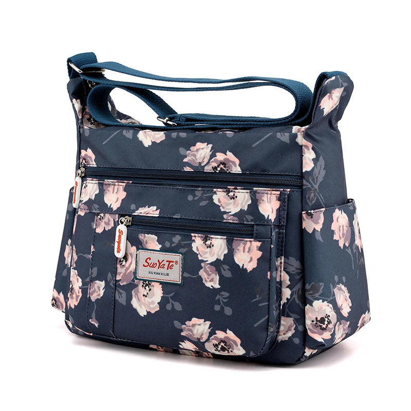 Multi-pocket Floral Pattern Women Bag Nylon Handbag